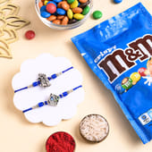 Two Radha Krishna Rakhis With Crispy M&Ms