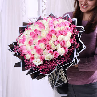 Radiance Of Romance In Pink N White Roses