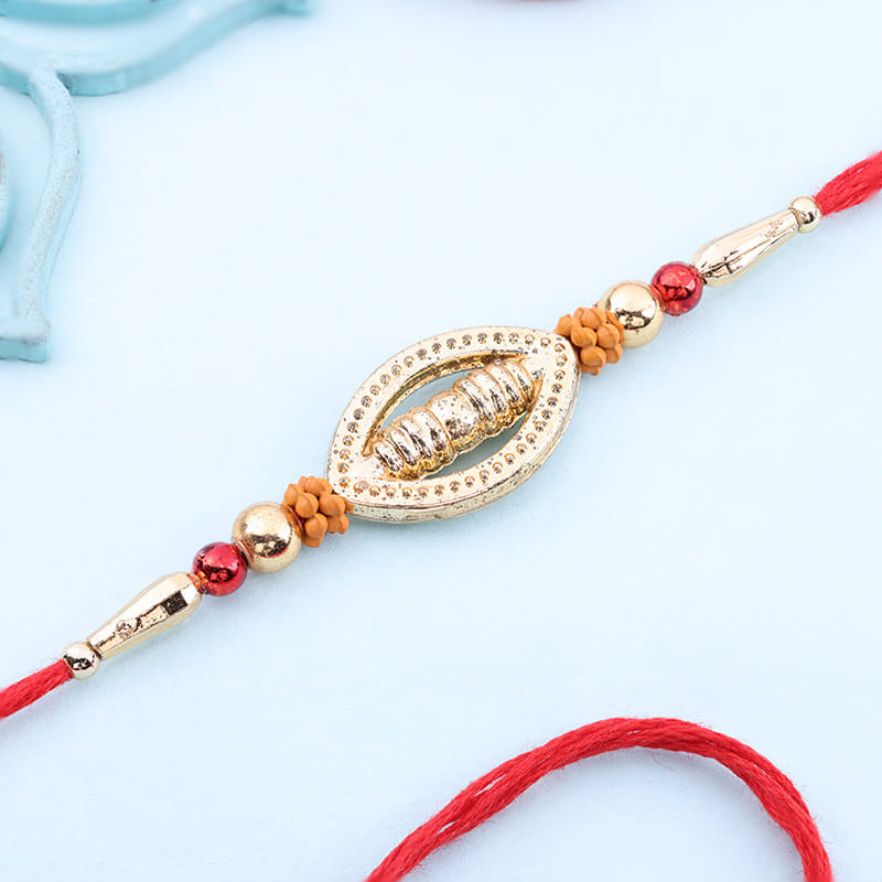Radiant Golden Spiral Rakhi