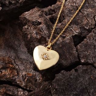 925 Sterling Silver Radiant Heart Gold Pendant With Chain