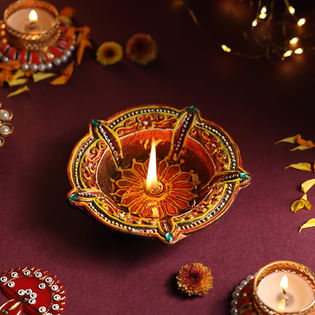 Radiant Panmukhi Terracotta Diya