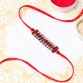 Radiant Red And Crystal Beads Rakhi