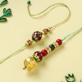 Radiant Red And Golden Bhaiya Bhabhi Rakhi Set