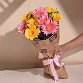 Radiant Pink And Yellow Gerbera Bouquet