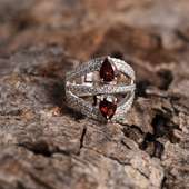 Radiant Red Stone Sterling Silver Ring