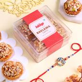 Radiant Stones Floral Rakhi With Baklawa Tarts