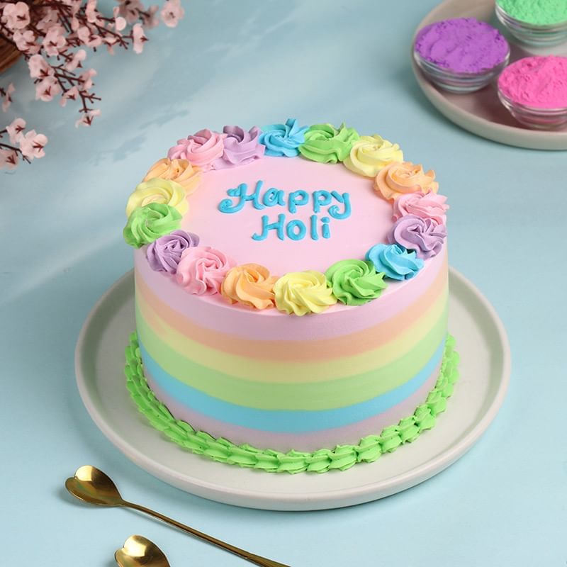 Rainbow Bliss Holi Celebration Cake