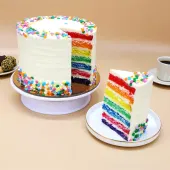 Vibrant Rainbow Vanilla Cake