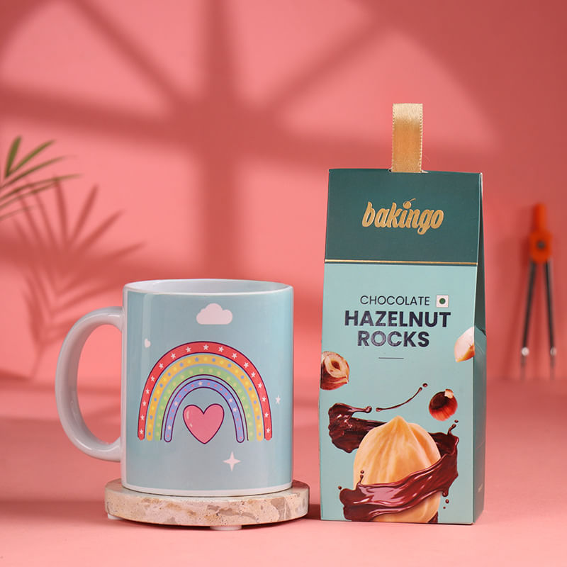 Rainbow Ceramic Mug With Hazelnut Rocks