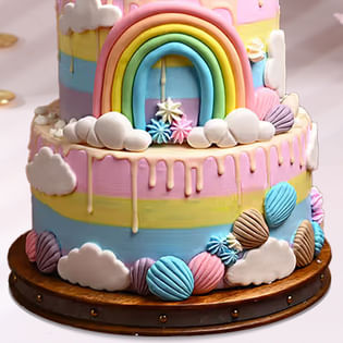 Side View of Rainbow Unicorn Cake
