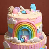 Top View of Rainbow Unicorn Cake