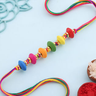 Rainbow Hued Beaded Rakhi
