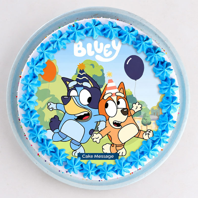 Rainbow Sprinkled Bluey Cake