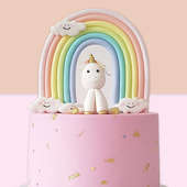 Rainbow Unicorn Fondant Cake - Top View
