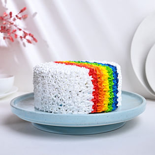 Rainbow Vanilla Holi Theme Cake