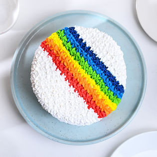 Rainbow Vanilla Holi Theme Cake