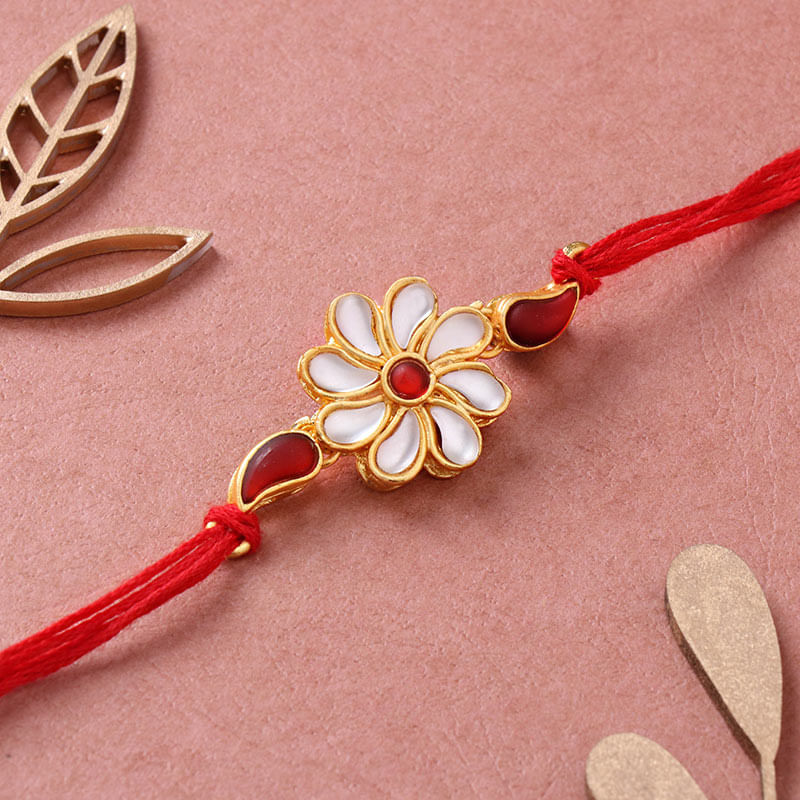 Red And Gold Kundan Rakhi