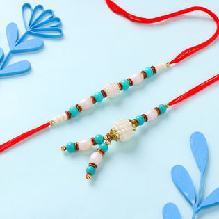 Blue N White Lumba Rakhi With Brother Rakhi