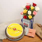 Rakhi Cake and Roses Combo