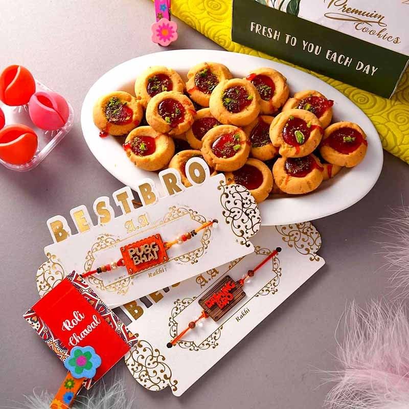 Rakhi Duo With Jam Cookies