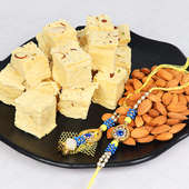 Two Rakhi Set with Soan Papdi and Almonds