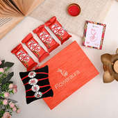 4 Designer Rakhi With Floweraura Box - Rakhi Kitkat Box
