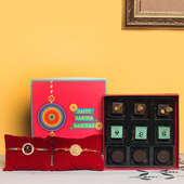 One Bhaiya and Bhabhi Rakhi Set withOne Handmade Chocolate Box