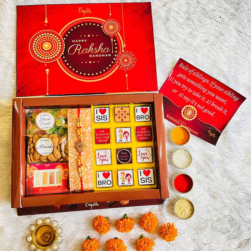 Rakhi With Chocolates N Dryfruits