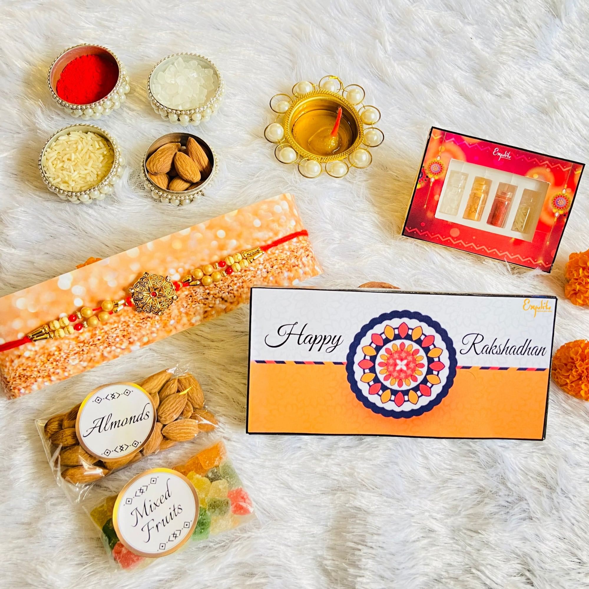 Rakhi With Handcrafted Chocolates N Dryfruits