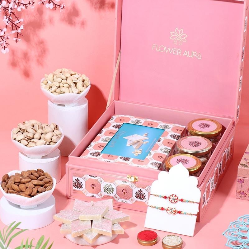 Rakhi With Premium Sweets N Dry Fruits Hamper