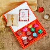 Rakhi with Red Box of Sweetness - Designer Rakhi, Handmade Chocolate With Box
