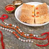 Set of 3 Rudraksh Rakhis - Rakhi With Sweets Combo
