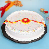 Rudraksha Rakhi Vanilla Cake Combo