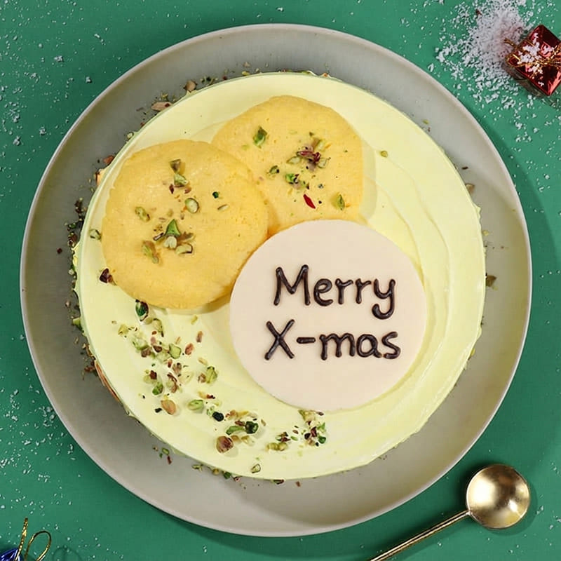 Rasmalai Pista Christmas Cake