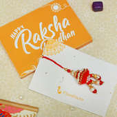 Rakhi Card in Red Zardosi Lumba Rakhi For Bhaiya Bhabhi