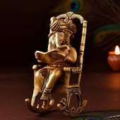 Reading Ganesha Brass Idol