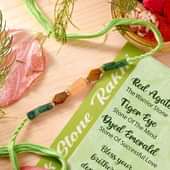 Red Agate N Tiger Eye Stone Dyed Emerald Rakhi