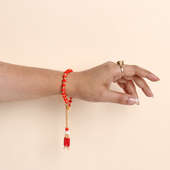 Red Beaded Bracelet Rakhi 