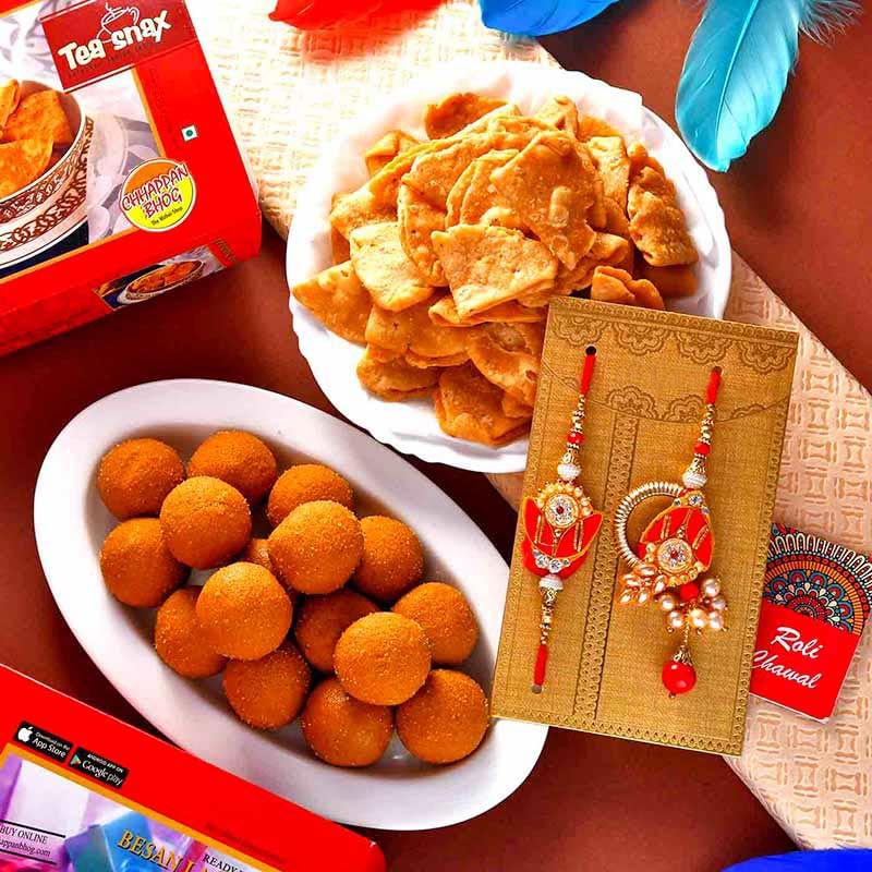 Red Bhaiya Bhabhi Rakhi Combo