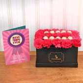 Arrangement of 22 Red Carnations -Red Carnations N Ferrero Box