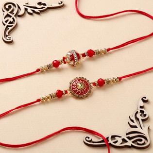 Set of 2 Red Charm Designer Rakhi