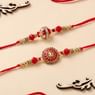 Traditional Red Designer Rakhi Duo