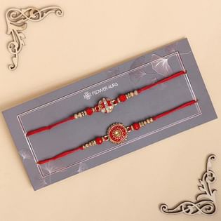 Red Charm Designer Rakhi Duo