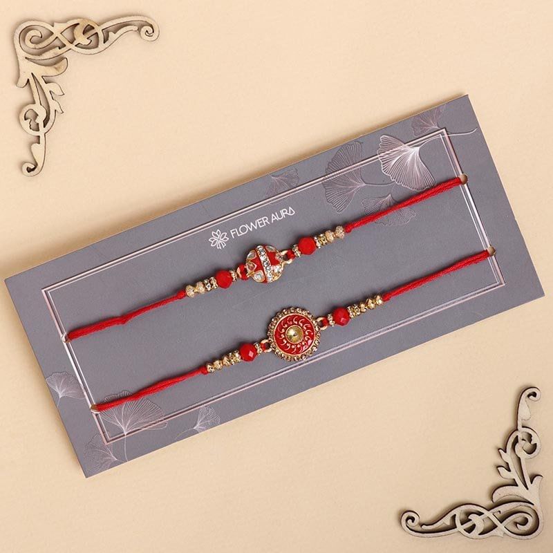 Traditional Red Designer Rakhi Duo