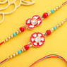 Red Charm Floral Rakhi Duo