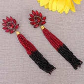 Red Crystal Tassel Earrings