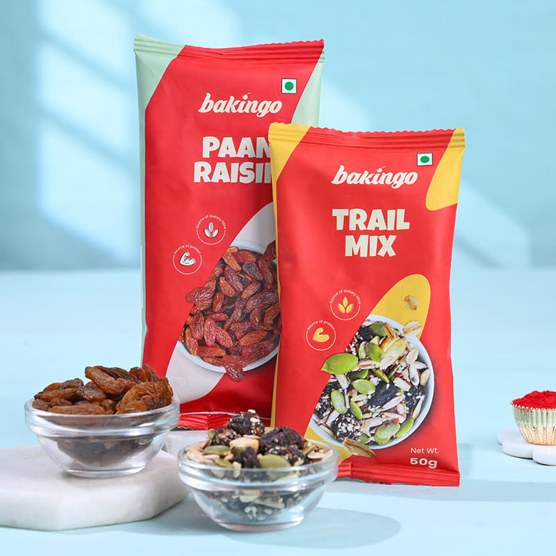 Red Evil Eye Rakhi With Nutty Treats