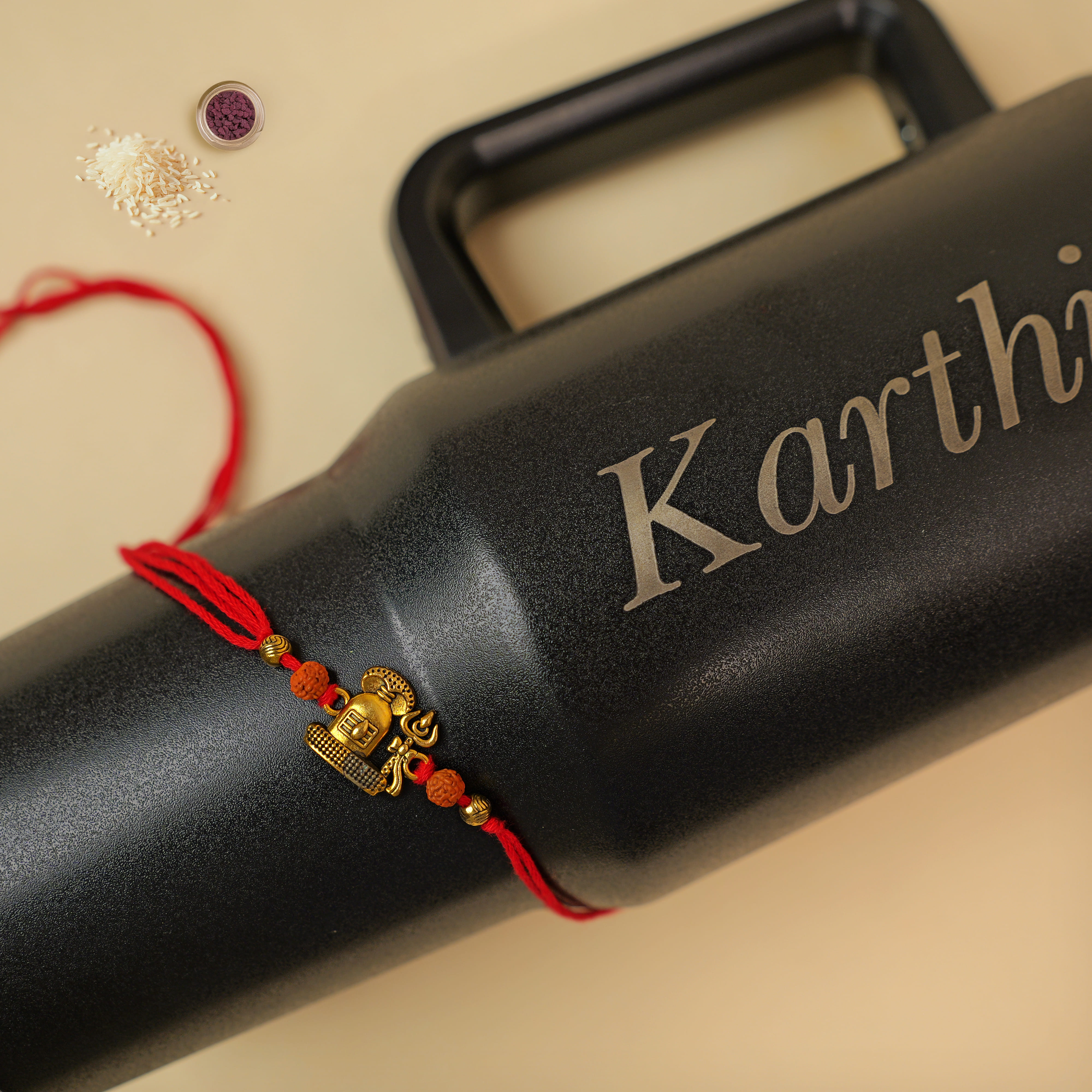 Red Evil Eye Rakhi With Photo Fridge Magnet