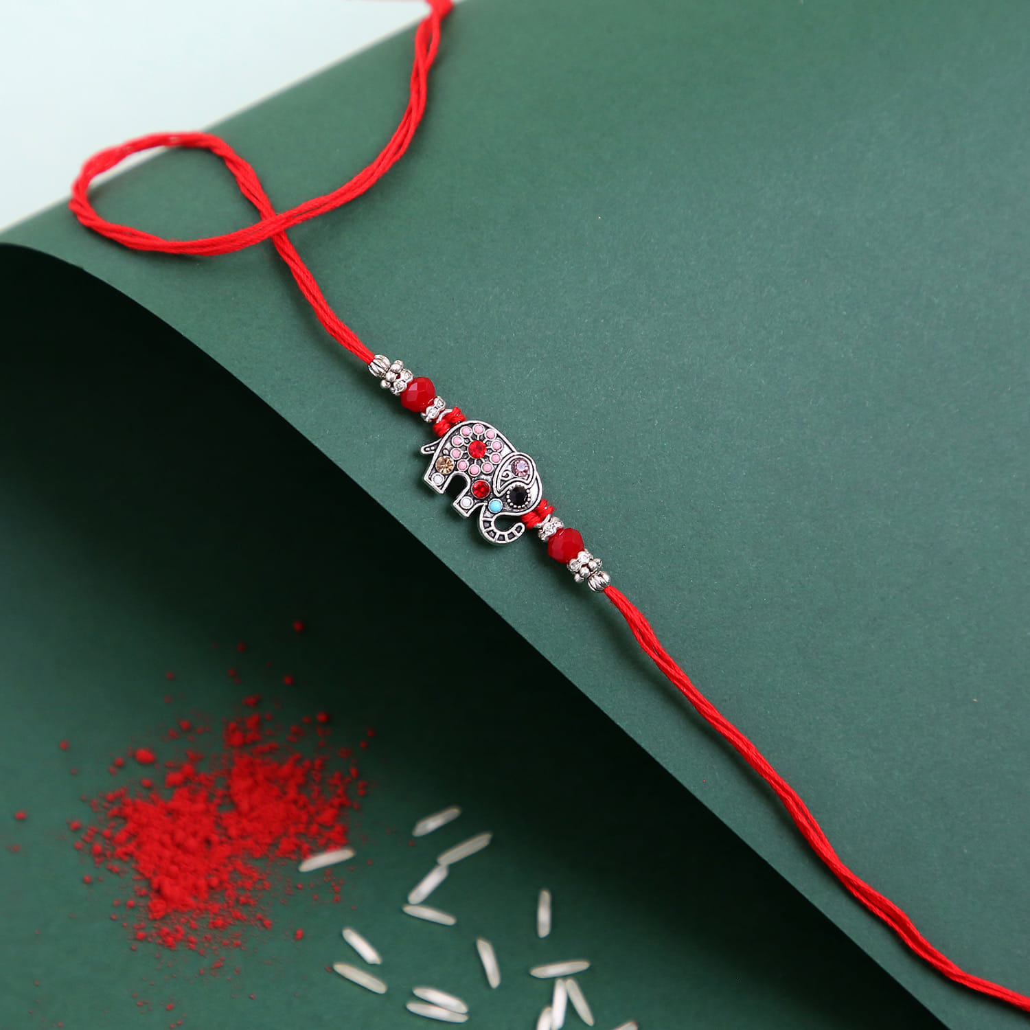 Red Evil Eye Rakhi With Photo Fridge Magnet