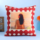 Red Floral Photo Cushion